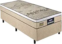Cama Box Solteiro Colchão Espuma D33 Fort Gazin 88x188x59cm Bege/Branco-Suporta até 150kg por Pessoa