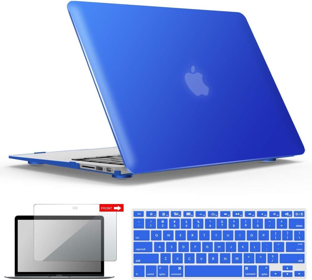 IBENZER MacBook Air 13 Inch Case, Soft Touch Hard Case Shell Cover with Keyboard Cover Screen Protector for Apple MacBook Air 13 A1369 1466 NO Touch ID, Royal Blue, MMA13RBL+2