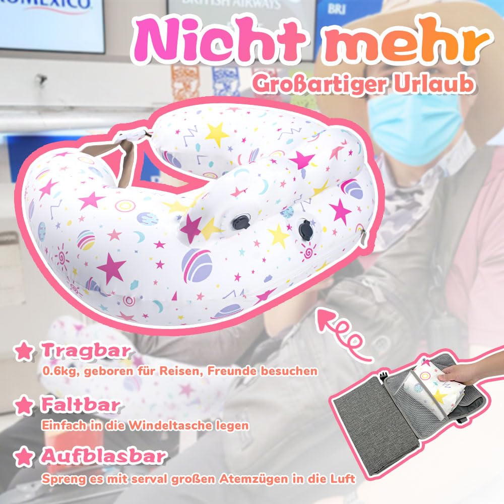 Inflatable Nursing Pillow for Breastfeeding, Travel Children's Feeding Pillow for Mother Support Adjustable Waist Strap - Image 4