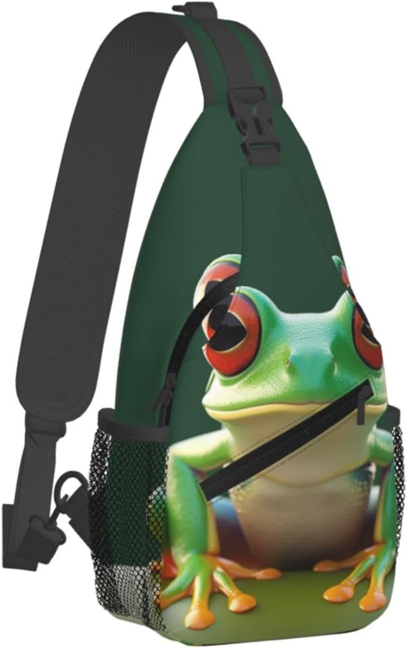 Green Funny Frog Sling Bag for Men Women Crossbody Bag image 2