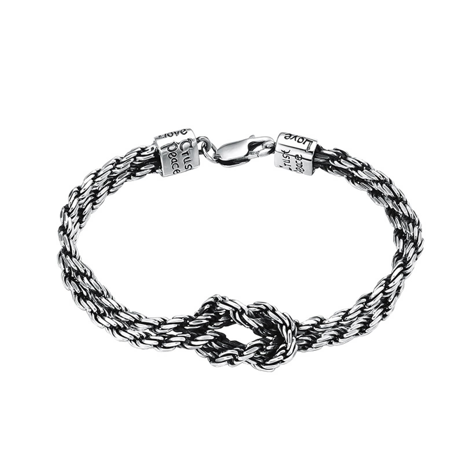 Herren Armbänder Echter 925er Silber Vintage Welle Knot Armreifen