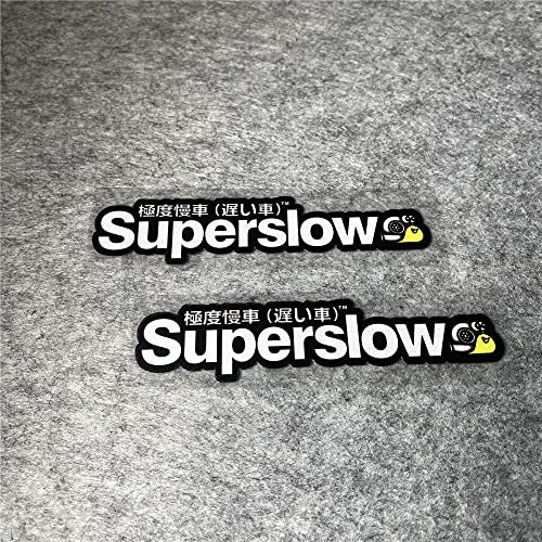 Image of Car Styling Sticker for Japanese Superslow Snail Creative Words Auto Oil Tank Window Body Vinyl Computer Case Motocross Decals (F 20x4.6cm Black 2PCS)