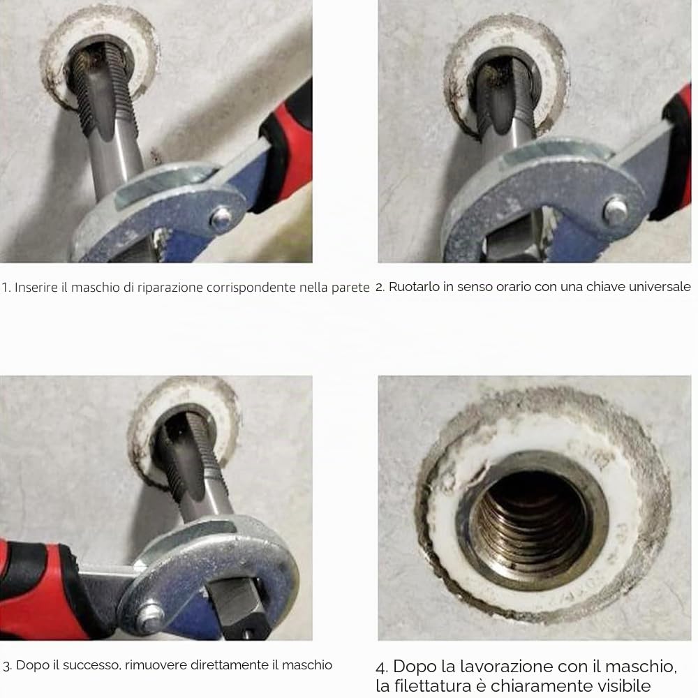 Set di 7 filettature M3 M4 M5 M6 M8 M10 M12 (filettatura metrica, punto di nitrurazione, macchina di rivestimento, vite filettata, strumento di filettatura