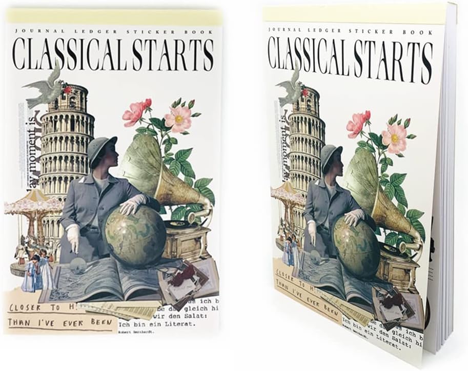 50sheets Sticker Book Washi Paper Stickers DIY Vintage Butterfly Clouds Sticky Paper for Scrapbooking Journals Diary Decoration (Retro)