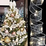 decorar arbol navidad con cintas Material duradero y fiable: con una superficie lisa, patrones de impresión de doble cara, duradero y firme, no es fácil de romper, buenos materiales garantizan un uso a largo plazo.