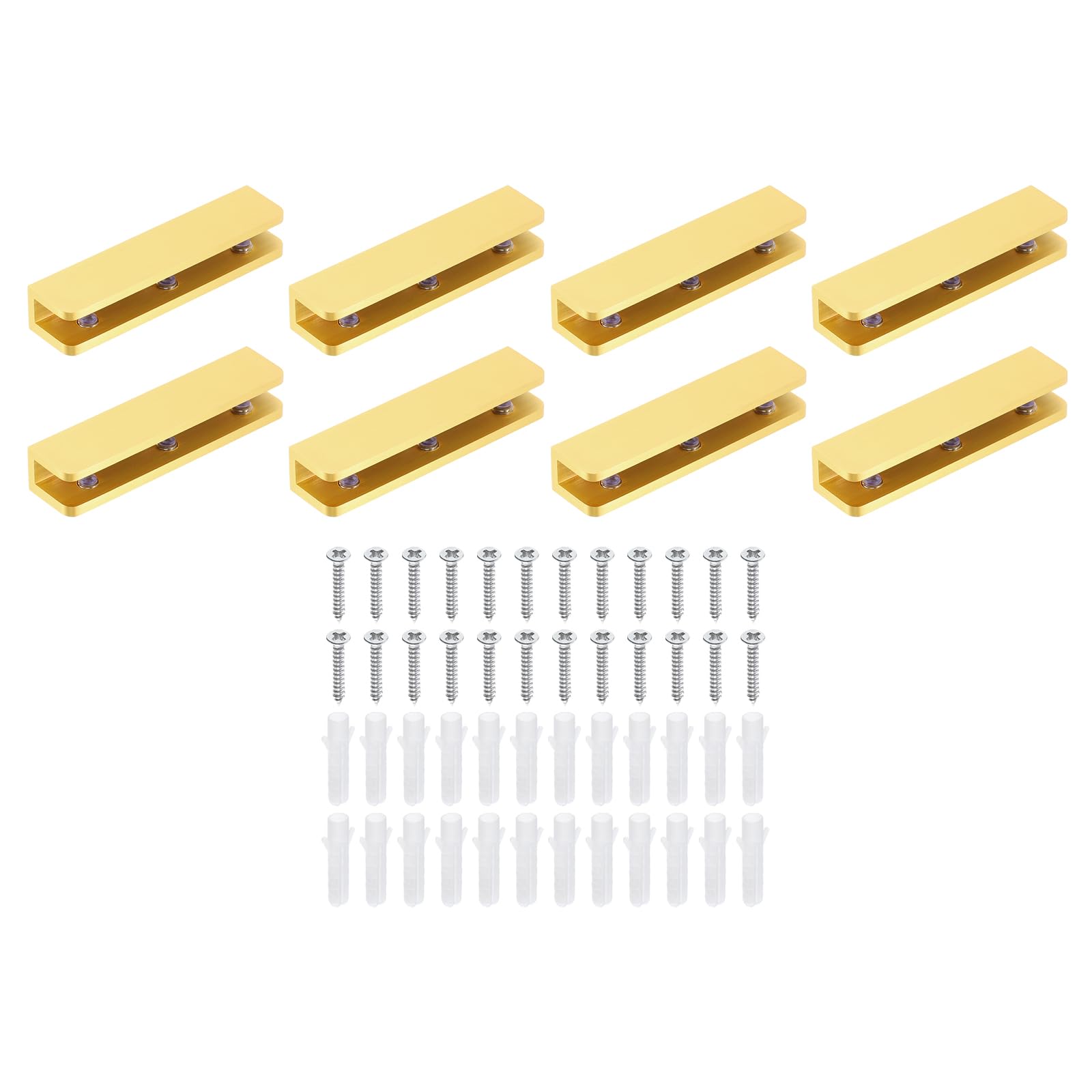 QUARKZMAN 8Pcs Soporte Para Estante De Vidrio, Soporte Ajustable De Latón Sólido Para Estante De Vidrio, Soporte Para Estante De Vidrio De Pared Para Vidrio De 8-10mm (0.31"-0.39"), Dorado