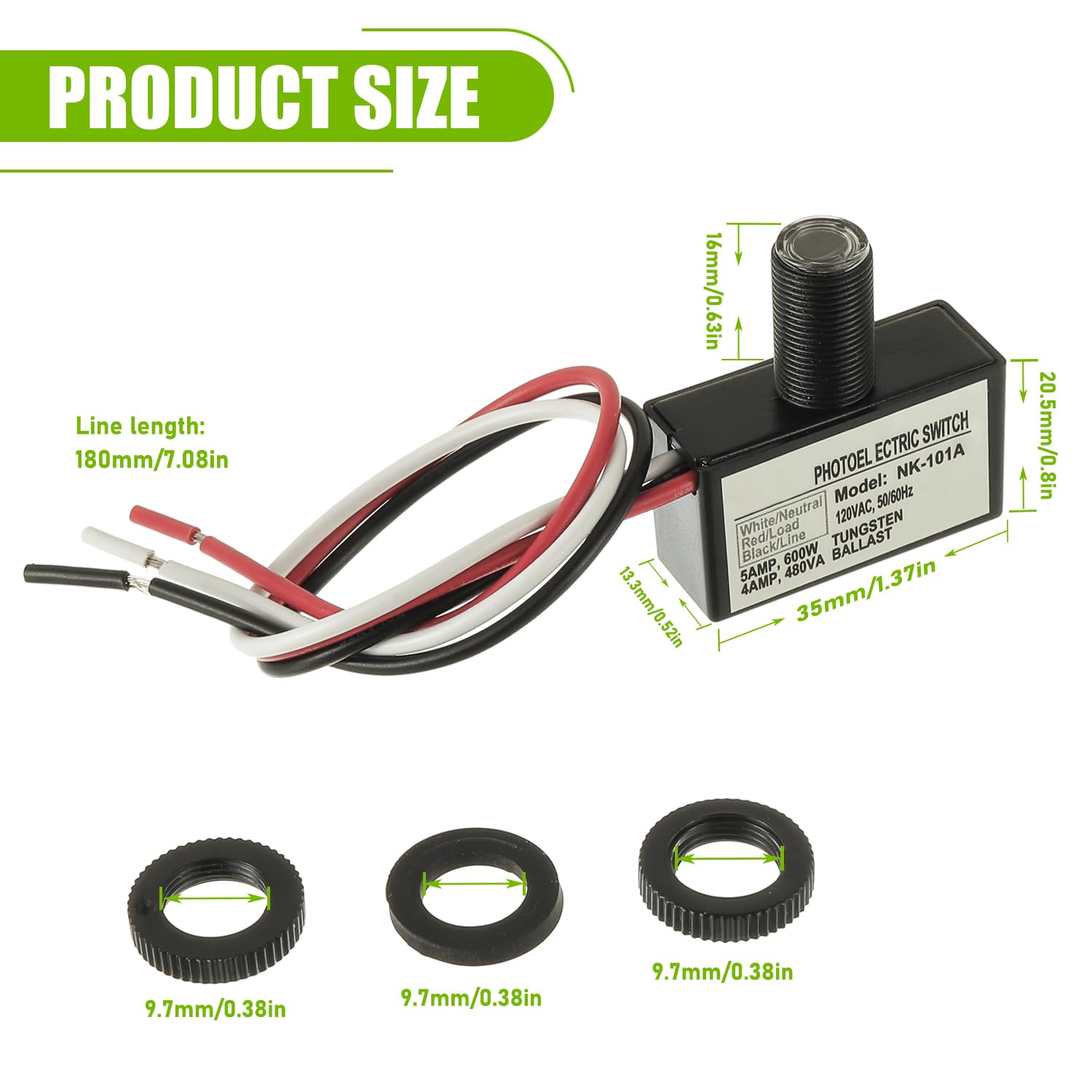 EPLZON 105V-130V AC Photocell Light Sensor Light Control Sensor Photoelectric Switch Dusk to Dawn Sensor with Automatic Illumination Detection Circuit for Outdoor Lighting Photoelectric Switch,2 Pack