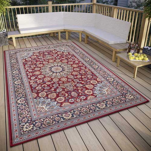 Hanse Home Kadi In- & Outdoor Teppich Orientalisch – Orient Flachgewebe, Orientalisches Design Klassisch, ÖKO-TEX Wetterfest & UV-beständig für Balkon, Terrasse, Garten – Rot Blau, 120x180cm