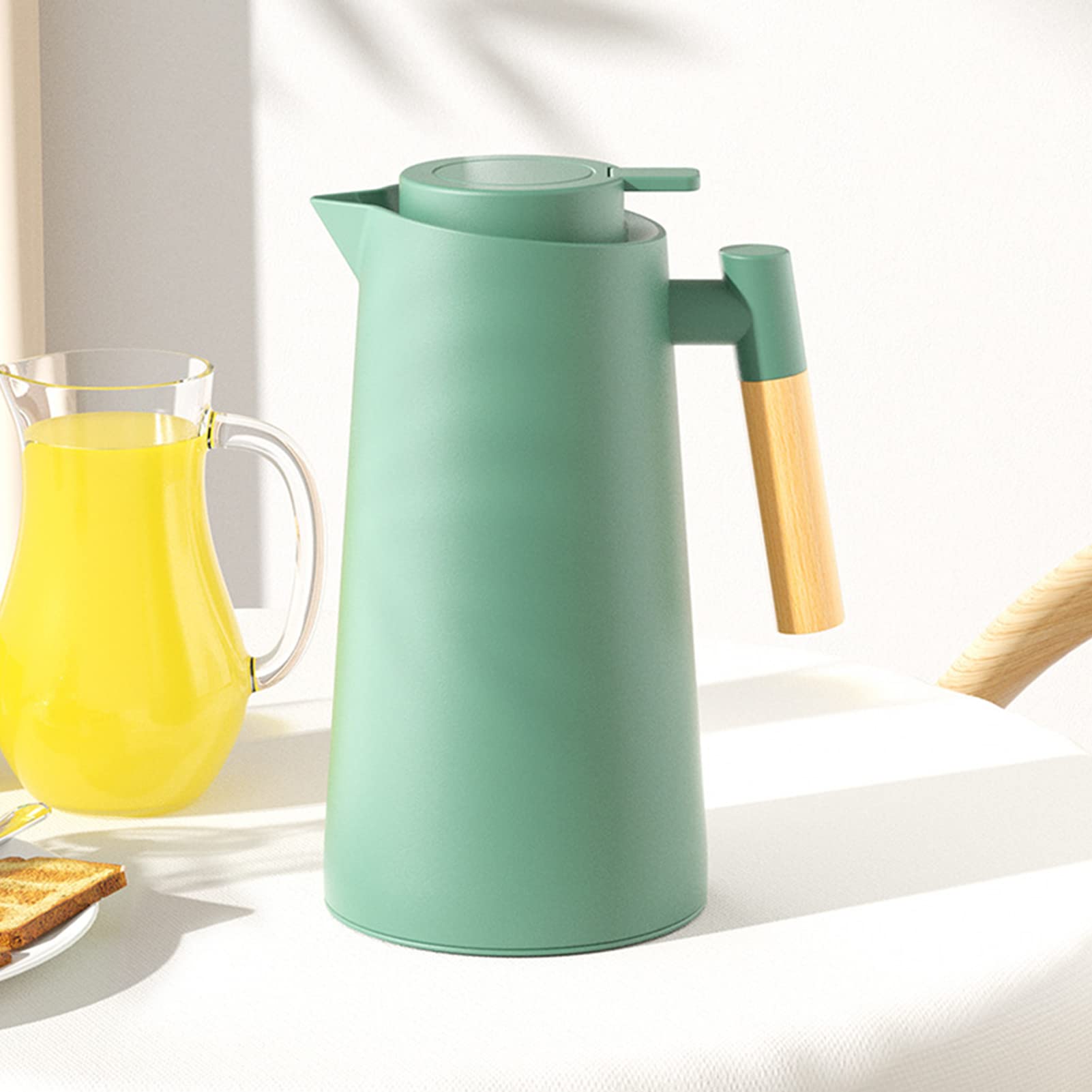 Pykal Thermische Koffie Karaf - 2 L - Vacuüm Geïsoleerde Karaf Warme Drankserver 24hr 65 C Grote Roestvrijstalen Koffiekaraf Of Waterkan Met Thermaclick Deksel Gratis Borstel