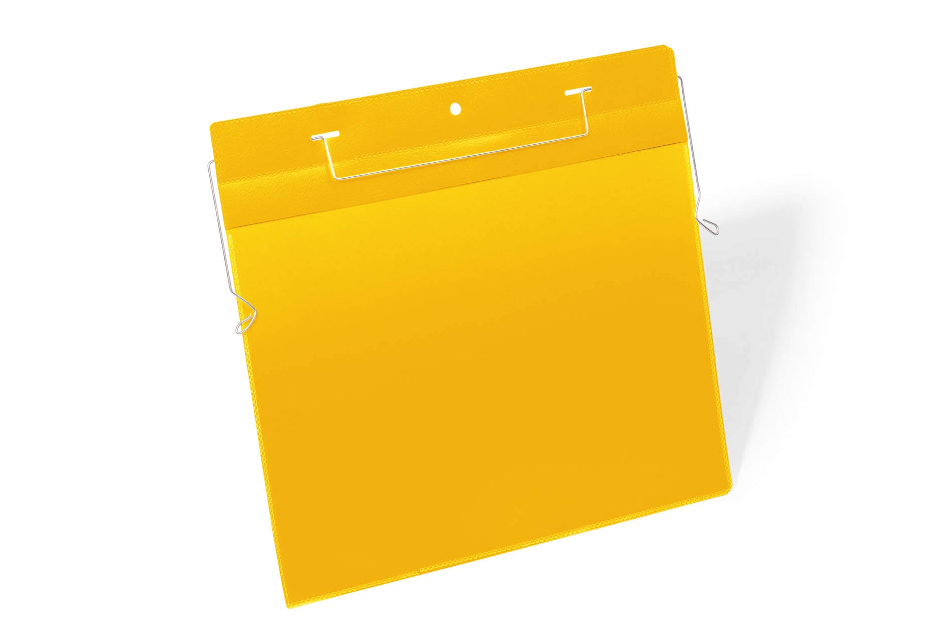 Durable Wire Hanging Ticket Holder A4 Landscape Yellow - Pack of 50 Label Holders - For Clearly Labelling Warehouse Shelves and Racking