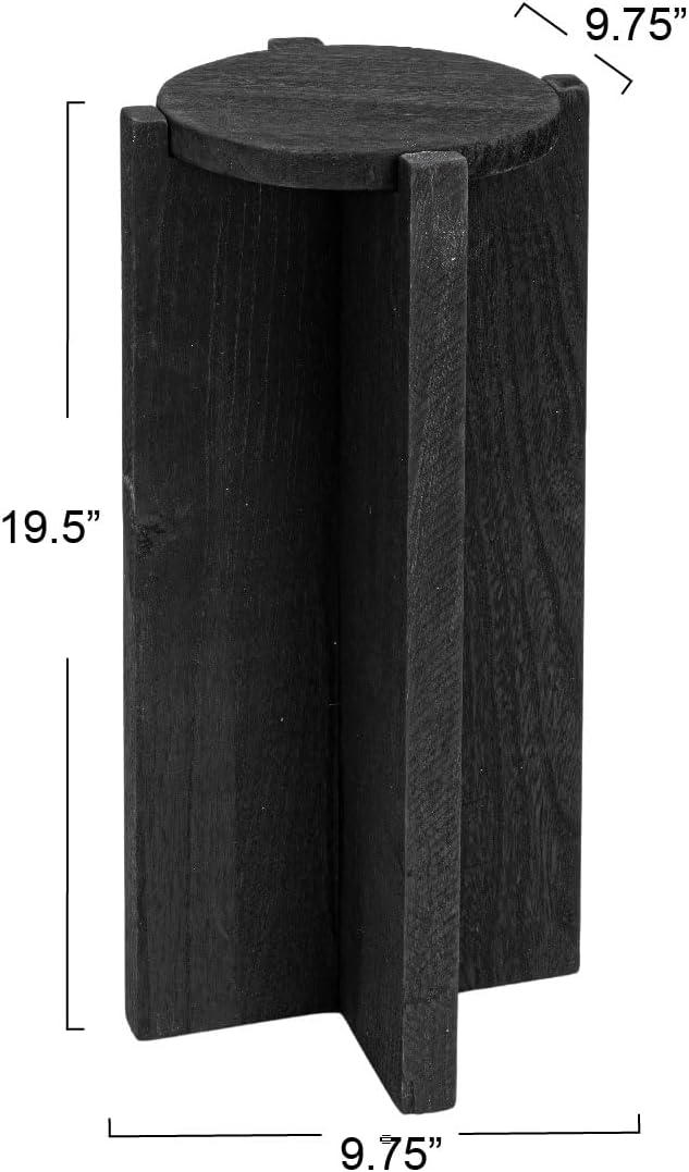 Creative Co-Op Paulownia Wood Round Accent Table, Black
