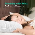 APSMILE Feather Down Oreillers -2 Pack oreillers de lit doux pour dormir 100% Cotton biologique King Taille Hôtel-Qualité Oreillers Insert pour l'estomac / les couches arrière