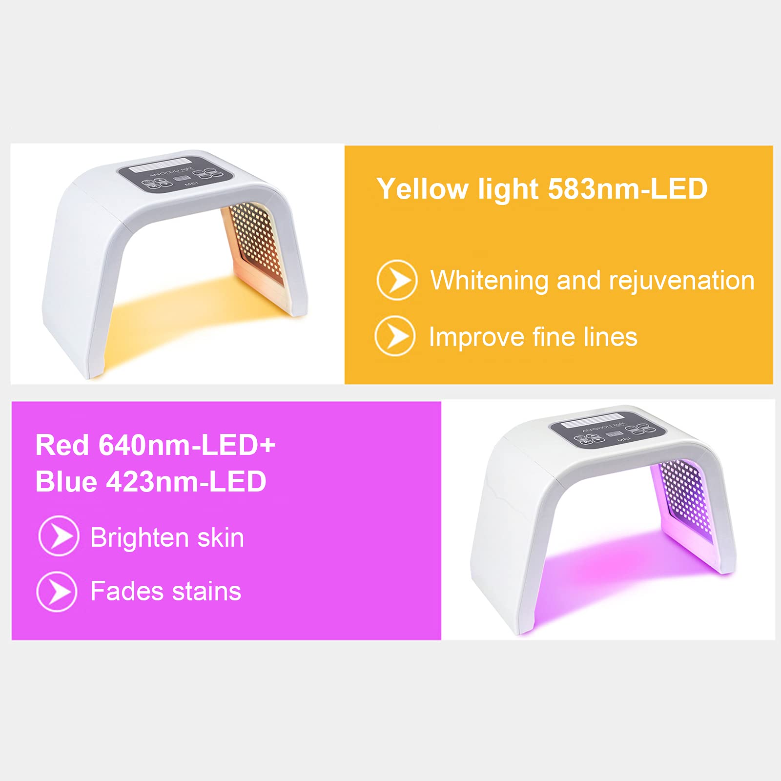 Maska LED do pielęgnacji skóry, 7 kolorów, lampa LED, lampa do terapii światłem, lampa odmładzająca, maska, urządzenie do pielęgnacji twarzy i ciała