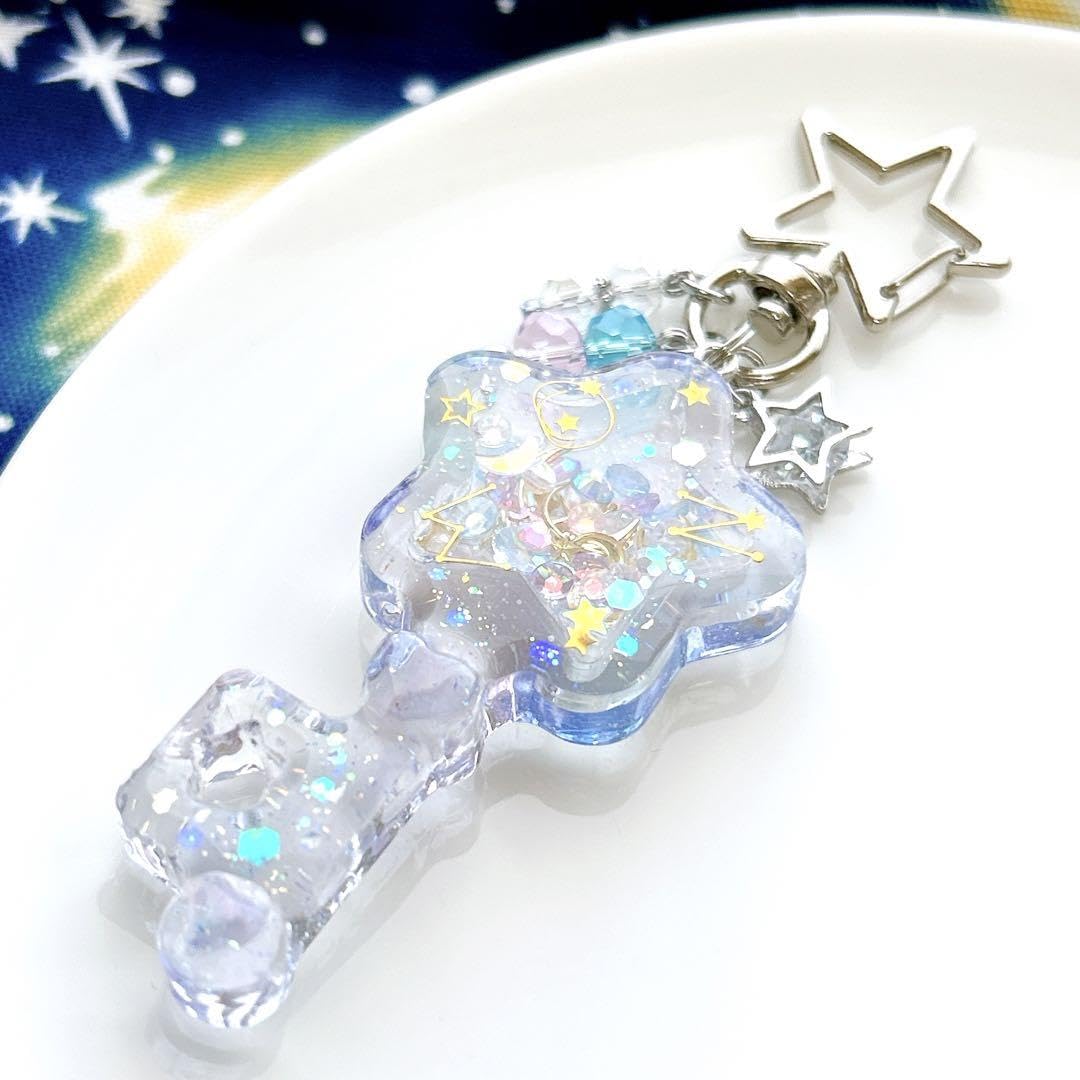 夕焼け 空 月 星 シャカシャカキーホルダー シェイカー レジン