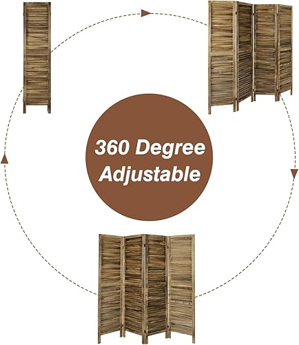 Miniatura 3 de ECOMEX Divisor de ambientes de 4 paneles de persianas, separadores de habitación de madera de 5.6 pies de alto y pantallas de privacidad plegables,