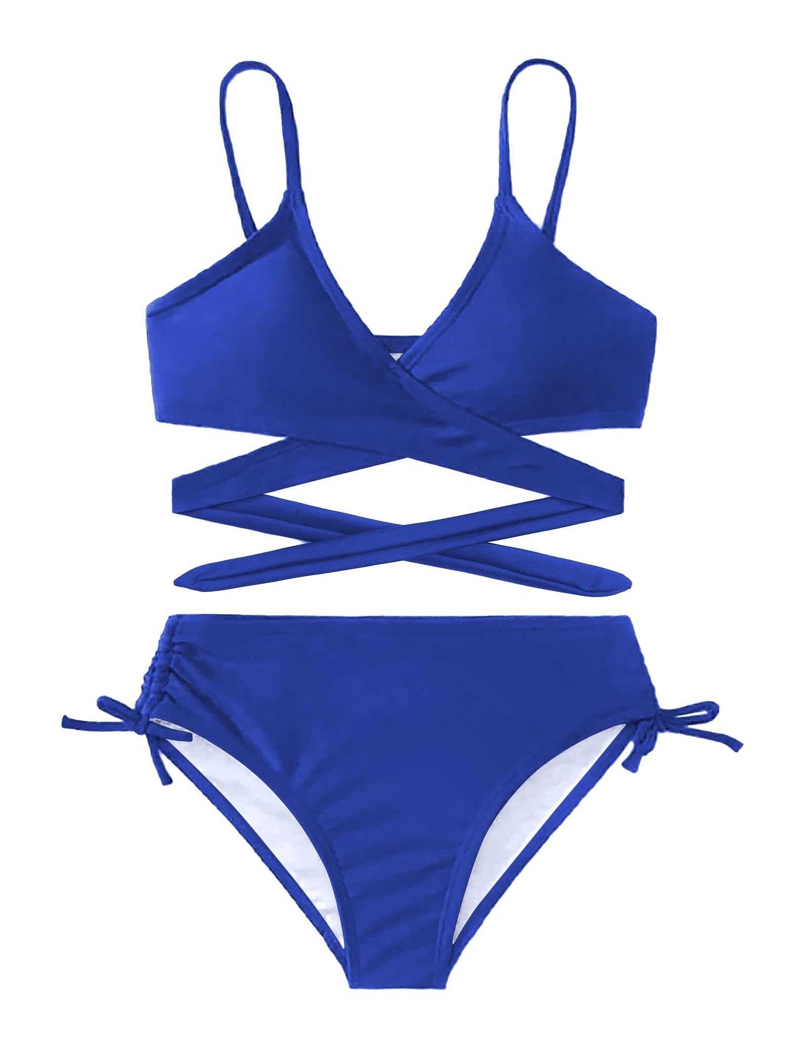 Arshiner Mädchen Badeanzüge Bikini Set Zweiteiliger Badeanzug Kinder Criss Cross Bustier & Bikinislip Triangle Bikini Schwimmanzug für Mädchen 6-14 Jahre