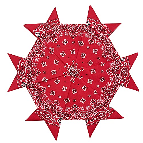 HankieWorld Bandanas 6&12 Pack Cotton 22inch Unisex Cowboy Kerchiefs(Red-6 pack)