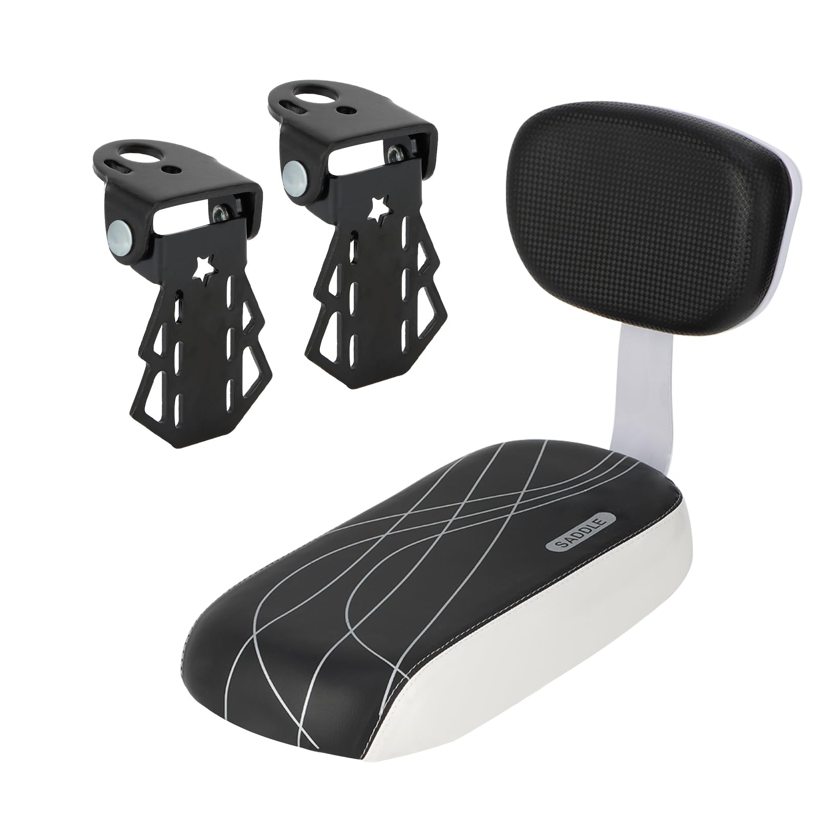 BWBIKE Seggiolino Posteriore Bicicletta Bici Ciclismo Bicicletta Mountain Bike Pelle PU Cuscino Morbido Sedile Portapacchi Posteriore Seggiolino per Bambini con Schienale e Poggiapiedi