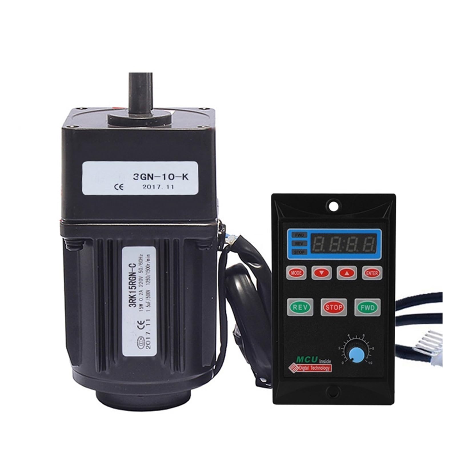 Silnik Krokowy, Cyfrowy regulator prędkości UX-52 z silnikiem przekładnią dwukierunkową 15 W AC 3RK15GN-C Zmienna prędkość 1:3-1:300 415-5 obr./min(41rpm)