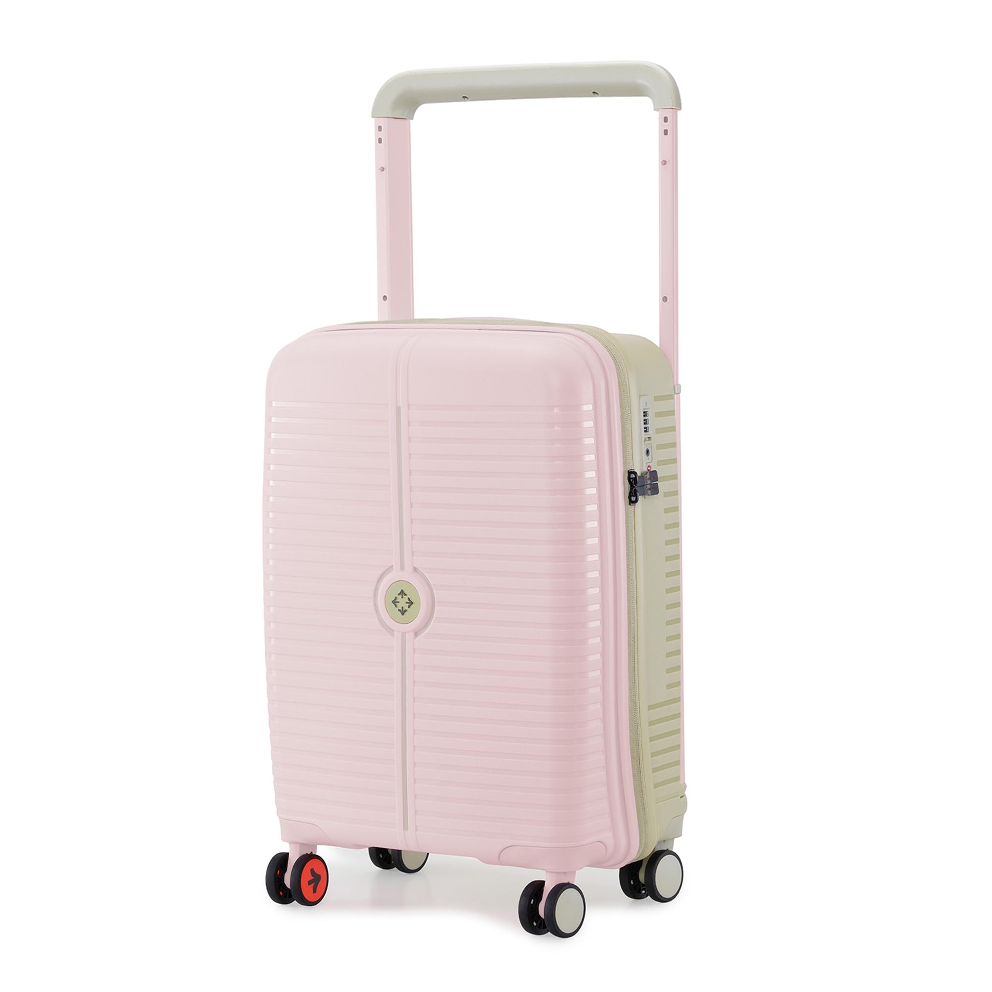 Dubai TSA Lock Hard-Sided Polypropylene Wide Telescopic Handle 8 Wheels Double Spinner Cabin Luggage Pink Cream Green 20 inch |55cm Trolley Bag| Small Cabin Luggage