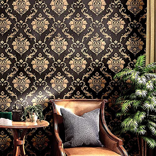 Image of Self Adhesive Decorative Peel Stick Waterproof Damask Wallpaper Wall Decor Removable Wall Paper for Living Room Hall Decoration PVC Vinyl DIY Contact Paper 45x304cm