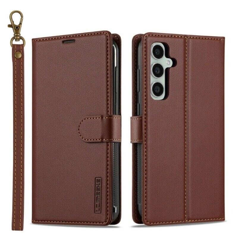 Housse cuir Galaxy S26 Ultra détachable marron avec étui portefeuille complet