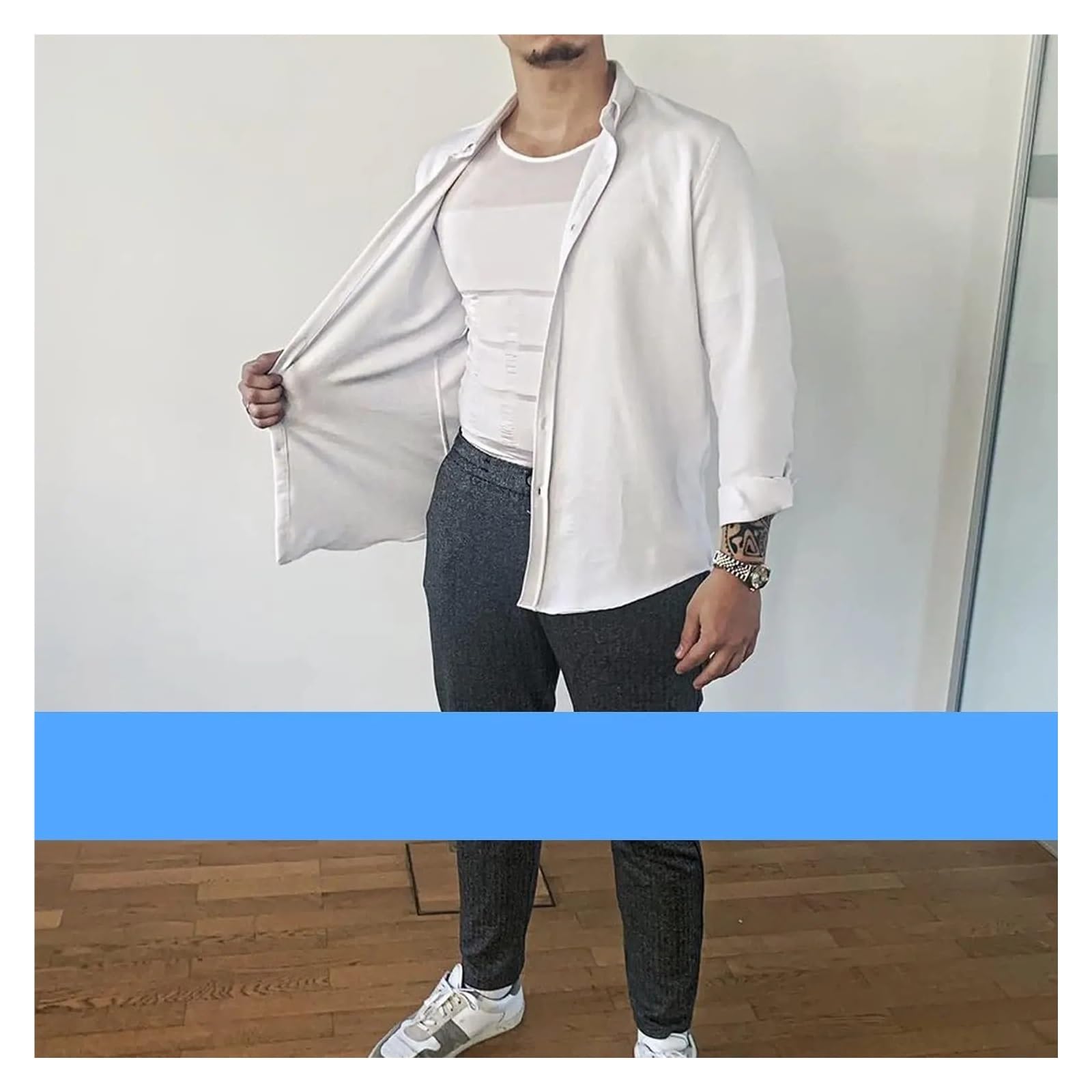 MMRTDJDR Herren-Shapewear, 2-teiliges Herren-Shapewear-Körper-Shapewear-Korsett-Weste-Hemd-Kompressions-Bauch-Bauch-Bauch-Kontroll-Schlanke-Taille-Unterwäsche-Sportweste (Dunkelgrau, S)
