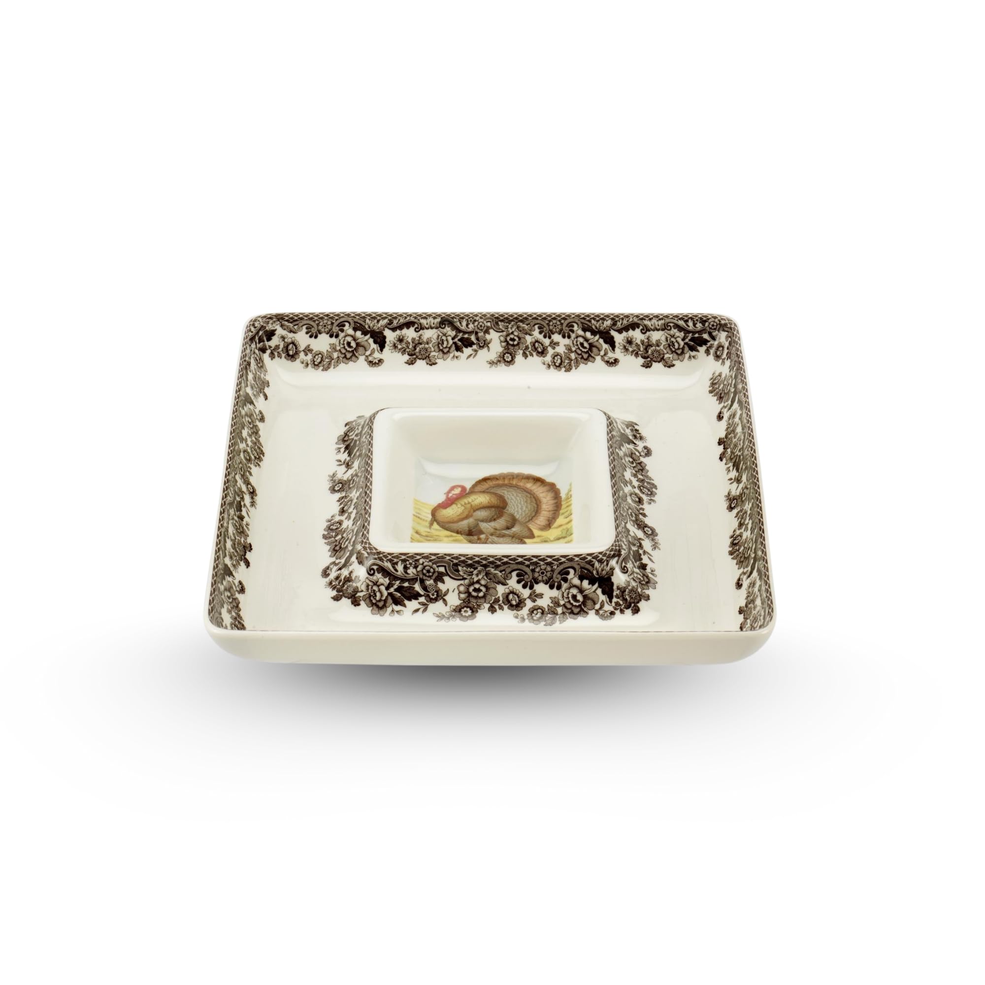 Woodland Turkey Square Chip and Dip Serving Set