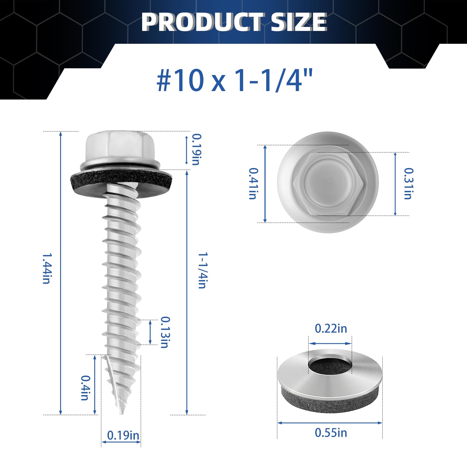 Sheet Metal Screws - 70 Count, Rustproof & Washer Included -3