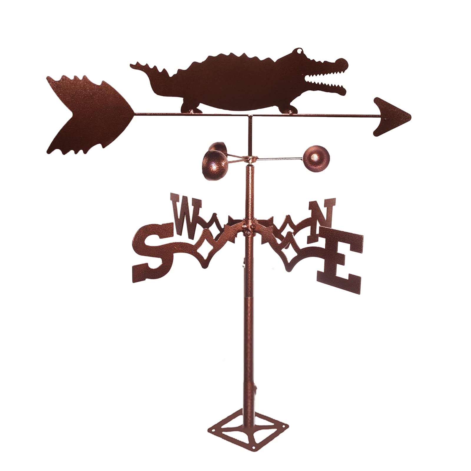 TAXXII Weather Vane Crocodile Sturdy Stainless Steel Weathervane Retro Wind Weathercock Farm Scene Garden Stake Direction Indicator for Patio Yard Decoion-B