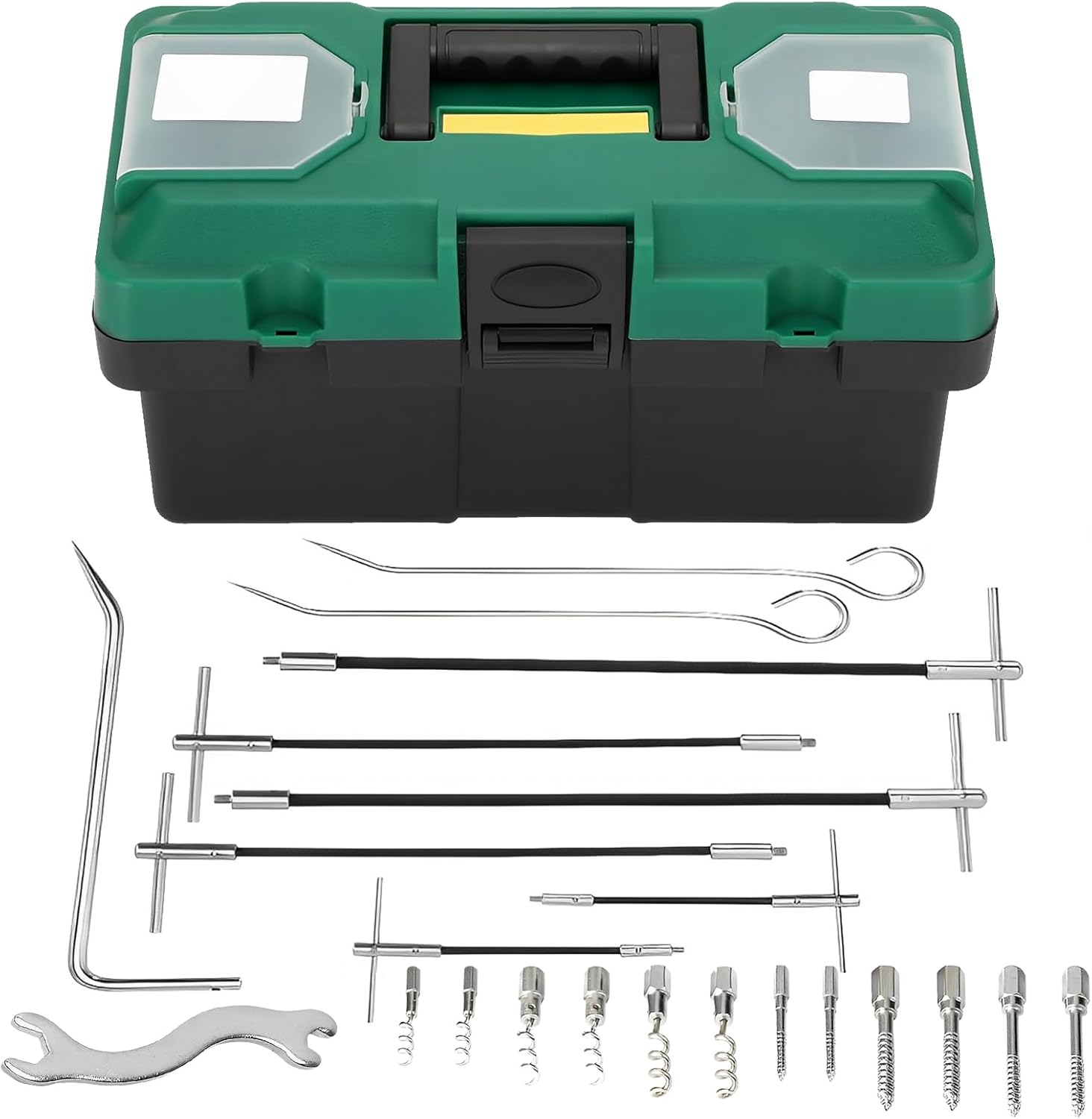 23PCS Packing Extractor Set,Portable Steel Alloy Packing Puller Tool Set,Flexible Shaft Corkscrew Pulling Hook Set,Gland Packing Extraction Removal Kit with Toolbox