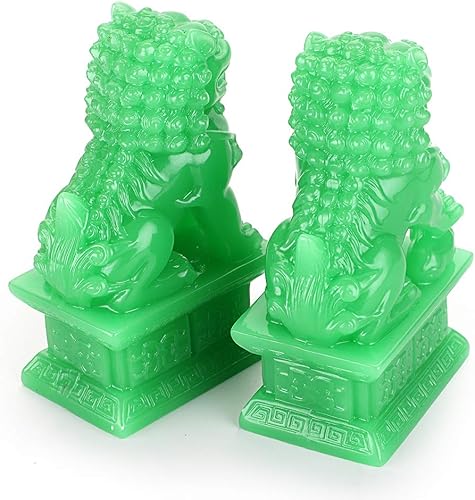 Miniatura 6 de MDLUU Par de perros Fu Foo, leones guardianes, estatuas de león de Feng Shui para caja registradora, escritorio de oficina, inauguración de la casa,