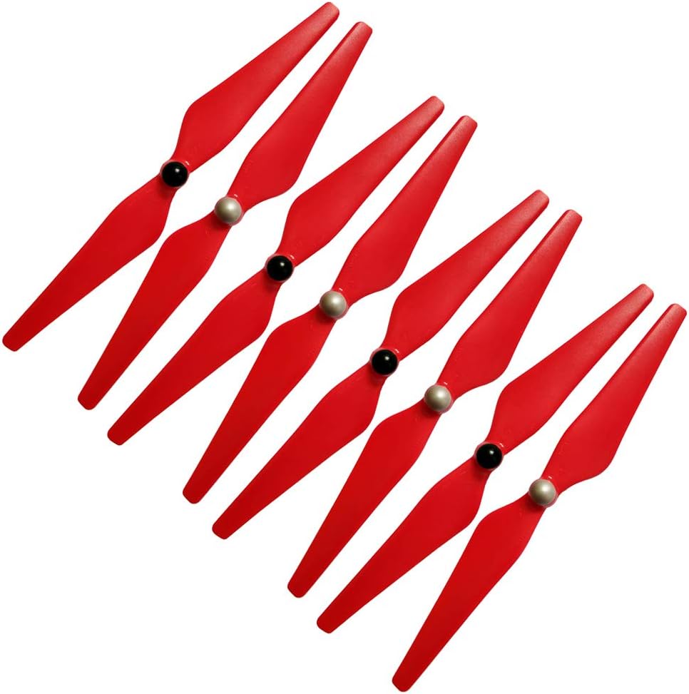 RAYCorp 1045 Self-Tightening (10x4.5) Propellers. 8 Pieces(4CW, 4CCW) Red - Polycarbonate 10-inch Quadcopters & Multirotors Props + Battery Strap