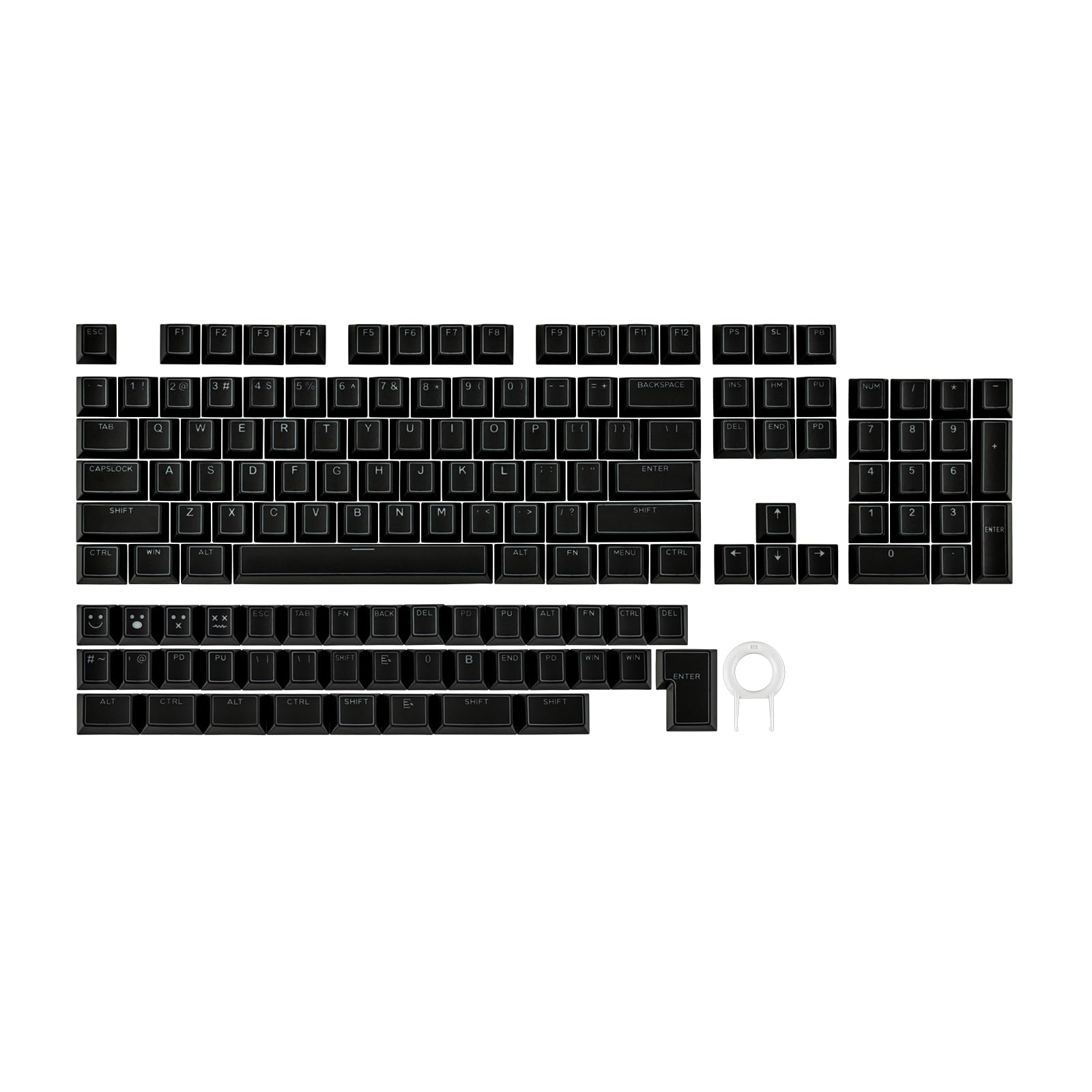 EPOMAKER Glintrix PBT Shine Through Keycap, Arris & Keys Retroilluminato, Double Shot, Cherry Profile, 60/75/96/Full Size, set di Tasti per Tastiera Meccanica da Gioco (Nero)