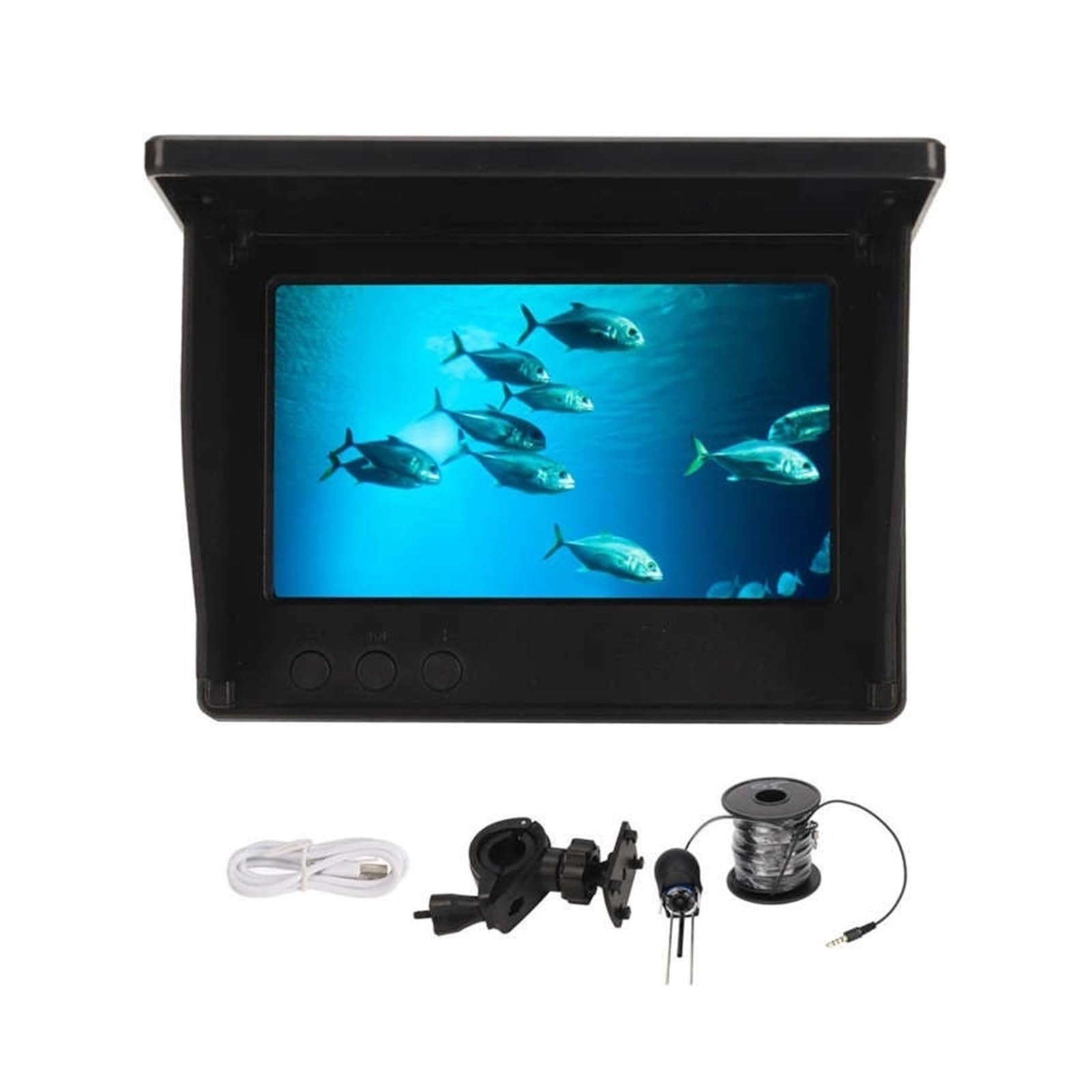 Buscador de Peces, Buscador de Peces portátil con Pantalla IPS 4,3 Pulgadas, Detector Visual LCD, cámara Pesca submarina, IP67, Resistente al Agua