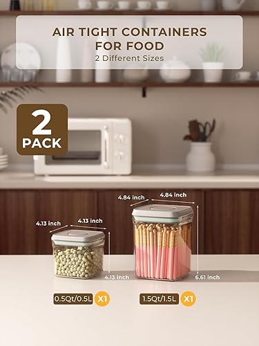 Miniatura 10 de Tourdeus Recipiente para reventar, 3 piezas, contenedor de almacenamiento de despensa, recipientes herméticos para alimentos, recipientes herméticos