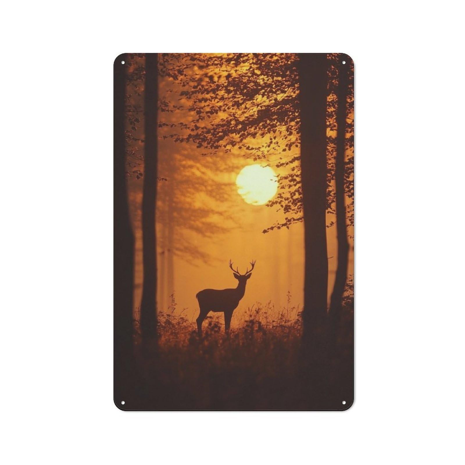 Junmoney Deer Silhouette At Sunset Shop Front Style Bistro Metal Sign 30X20cm, Cafe Wall Decor For Tea Room, Shop Wall Or Breakfast Area