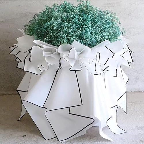 Miniatura 7 de Papel de embalaje de ramo floral con borde blanco y negro, papel de envoltura de ramo de flores nobles, a la moda, simple viento y flores, papel de