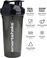Vista 3 de Smartshake Botella mezcladora de proteínas de plástico de 27.1 fl oz 27 oz – Tapa de rosca a prueba de fugas – Sin BPA – Unisex (negro, brillante)