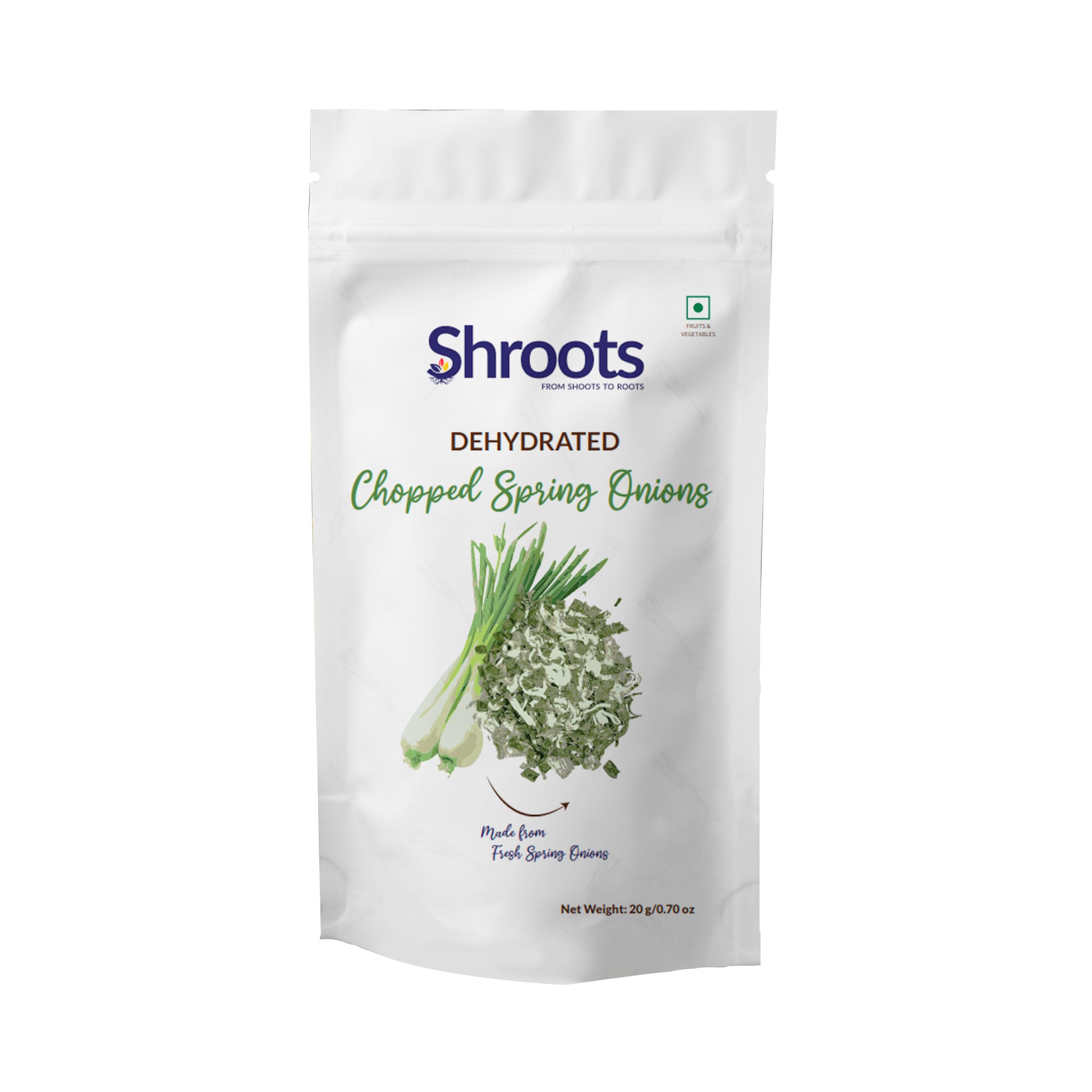 SHROOTS Dehydrated Chopped Spring Onion Flakes | 100% Natural & Aromatic | Rich in Nutrients for Immune Support & Digestive Health | Perfect for Soups, Salads & Cooking | 20g (Pack of 1)