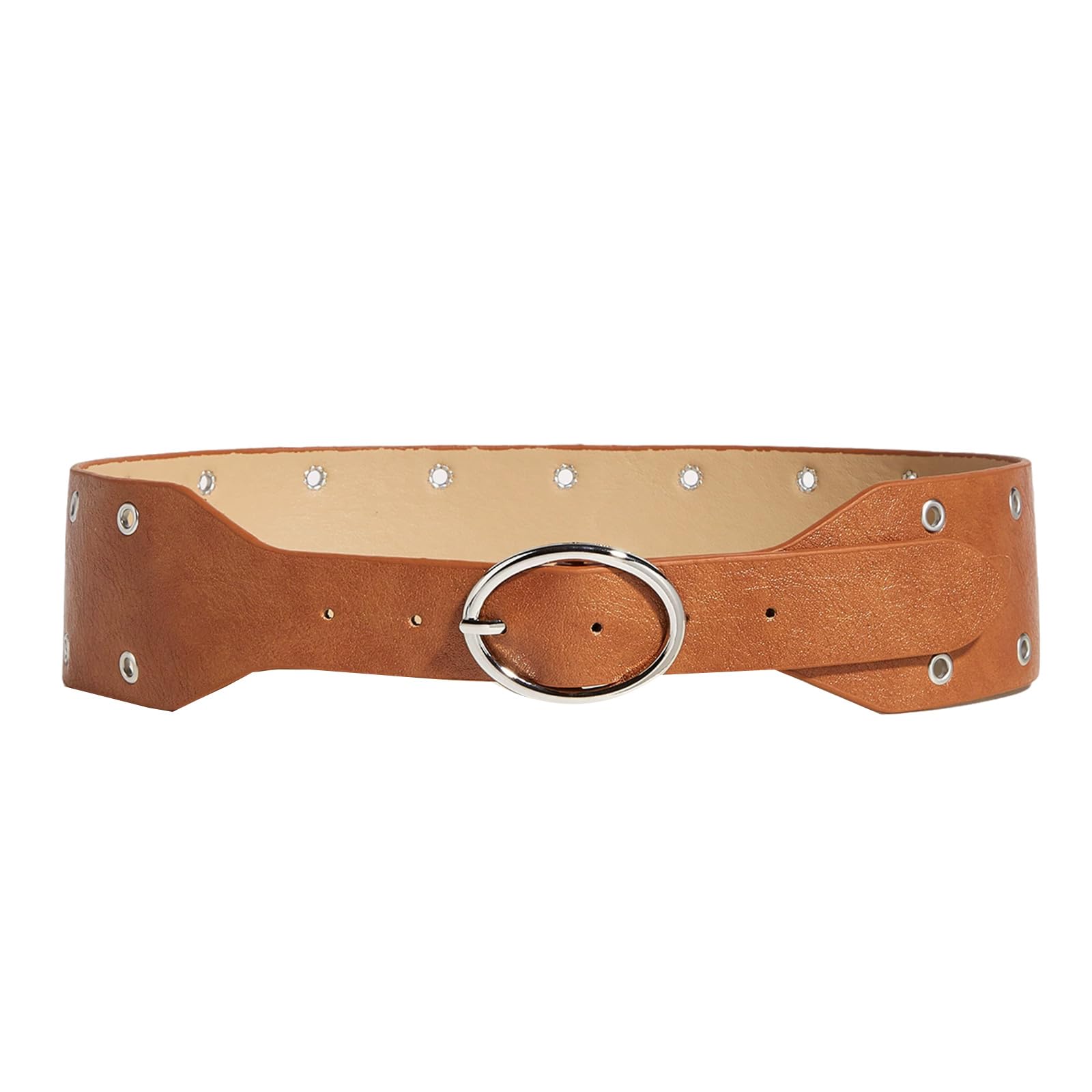 MICFENY Edgy Studded Punk Belt Adjustable 120cm PU Leather Strap For Unisex Fashion Accessories 3.8cm Wide