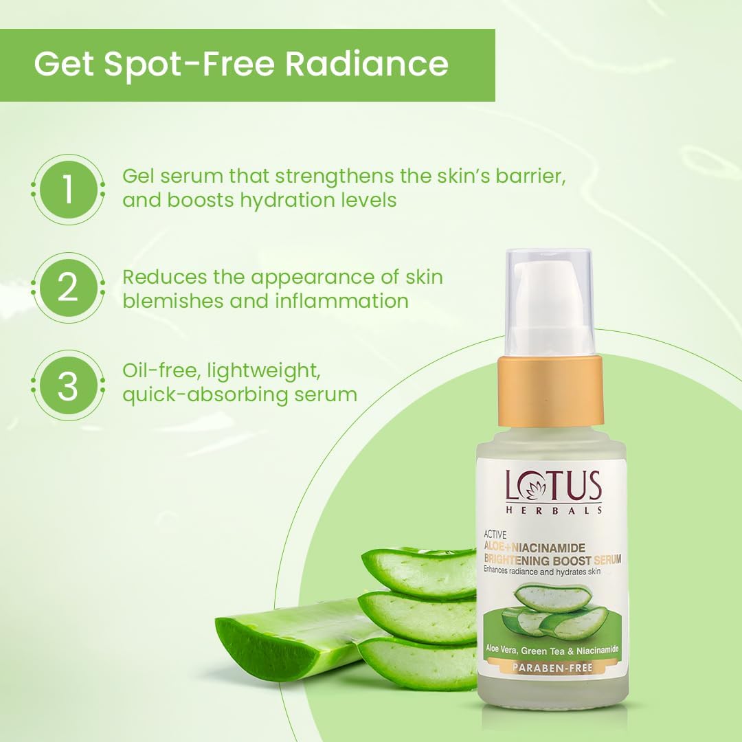 Lotus Herbals Active Aloe + Niacinamide Brightening Boost Serum, 30 ml (Pack of 1) - Image 3