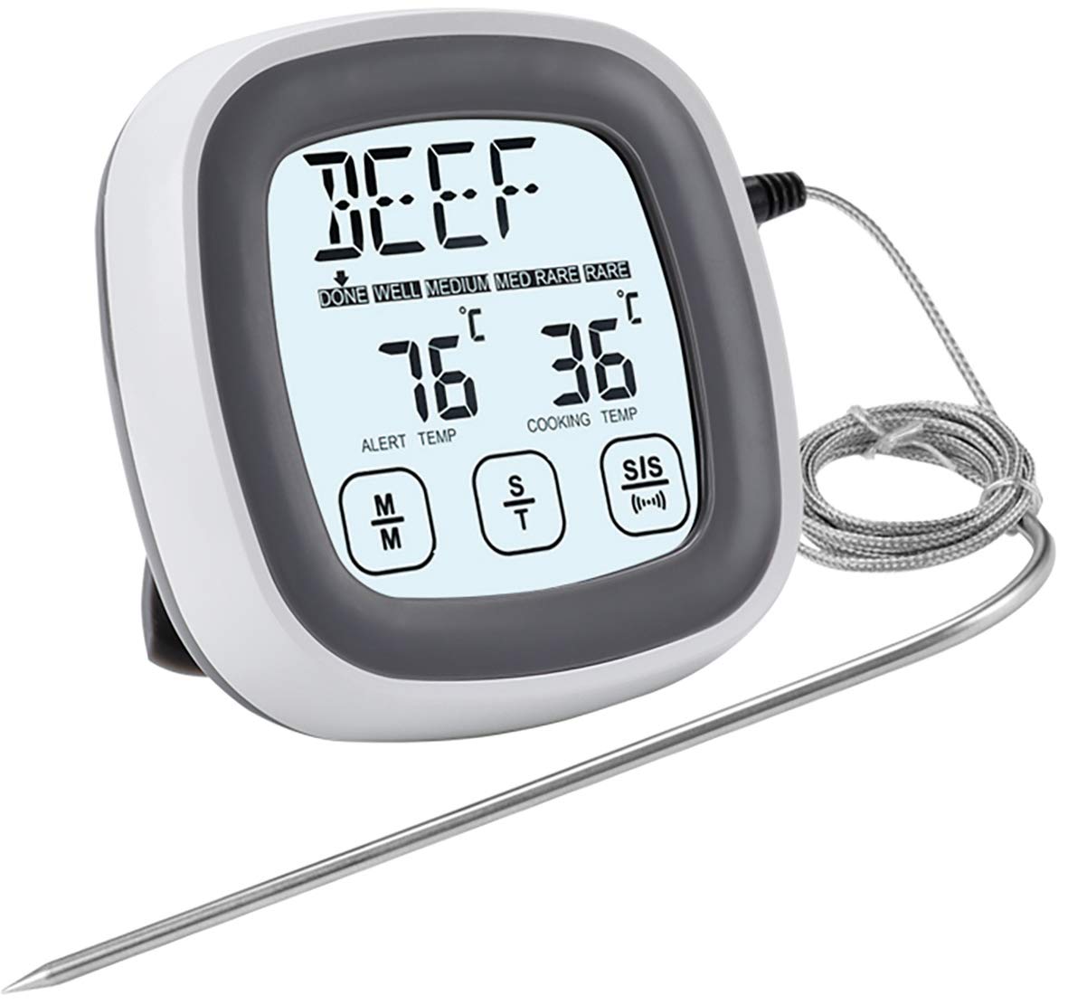 Digital Meat & BBQ Cooking Thermometer - Use to measure the Temperature of Meat, Fish, for Barbecuing, Brewing beer, Making Jam