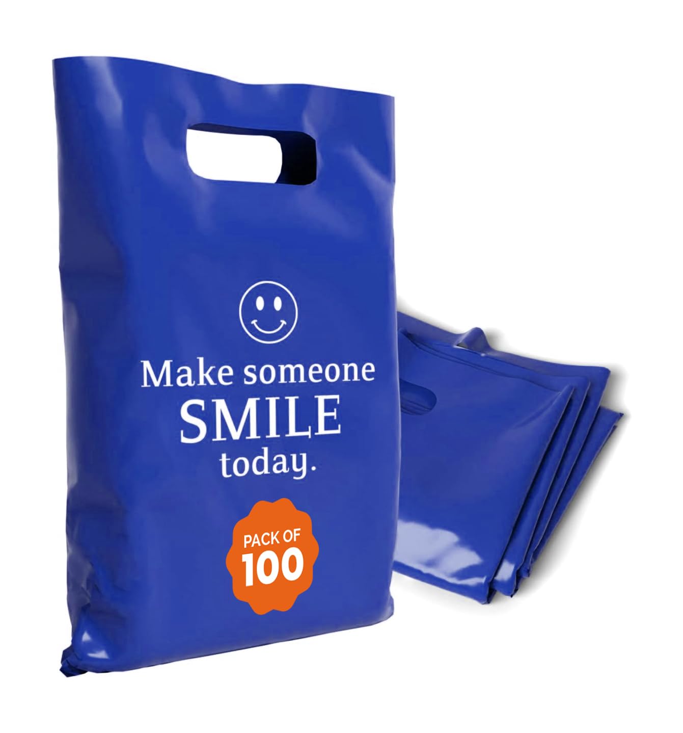 OPTIPAK Plastic Bags with Handles – 12x15 Merchandise Bags for Small Business, Die-Cut Retail Boutique & Shopping Bag, Goodie Bag & Trade Show