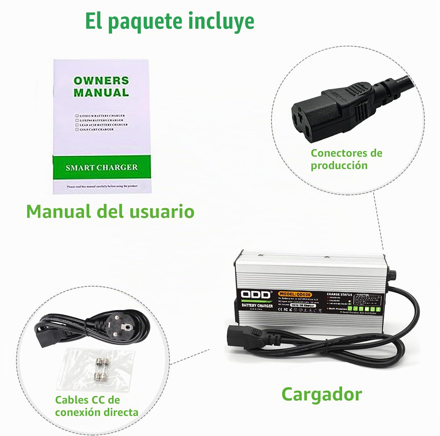 QDD Cargador 54.6V 10A Batería Li-ION 48V Salida Conector C13 Scooter, Cargador de Coche Eléctrico Utilizado para Batería Lipo Lipo 13S 48V