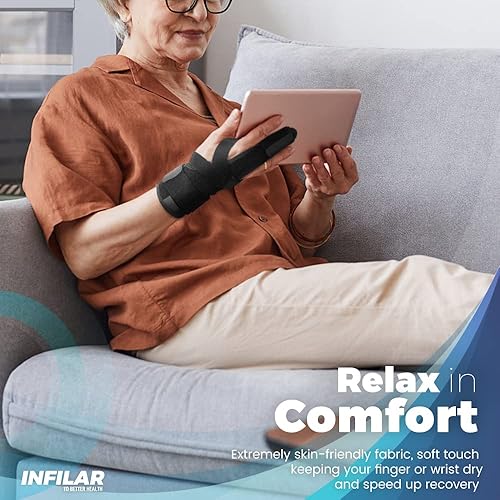 Miniatura 7 de Férula de dedo de gatillo para hombres y mujeres, férula ajustable de uno o dos dedos, soporte completo para la mano y la muñeca para esguinces,