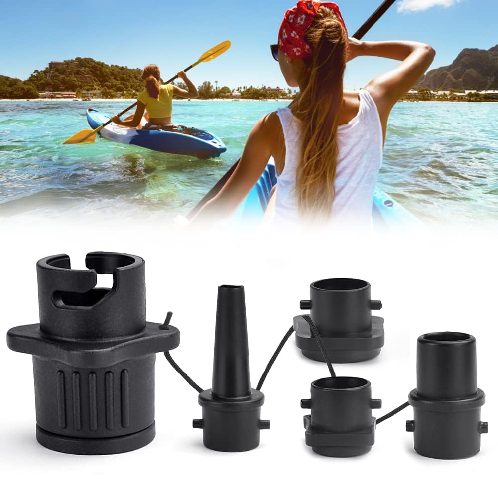 Azonee 5 Pcs Inflatable Boat Air Pump Adaptors, Multifunctional Air Pump Converter Kit, Standard Conventional Air Pump for Kayak, Stand Up Paddle Board, Inflatable Bed, Inflatable Dinghy