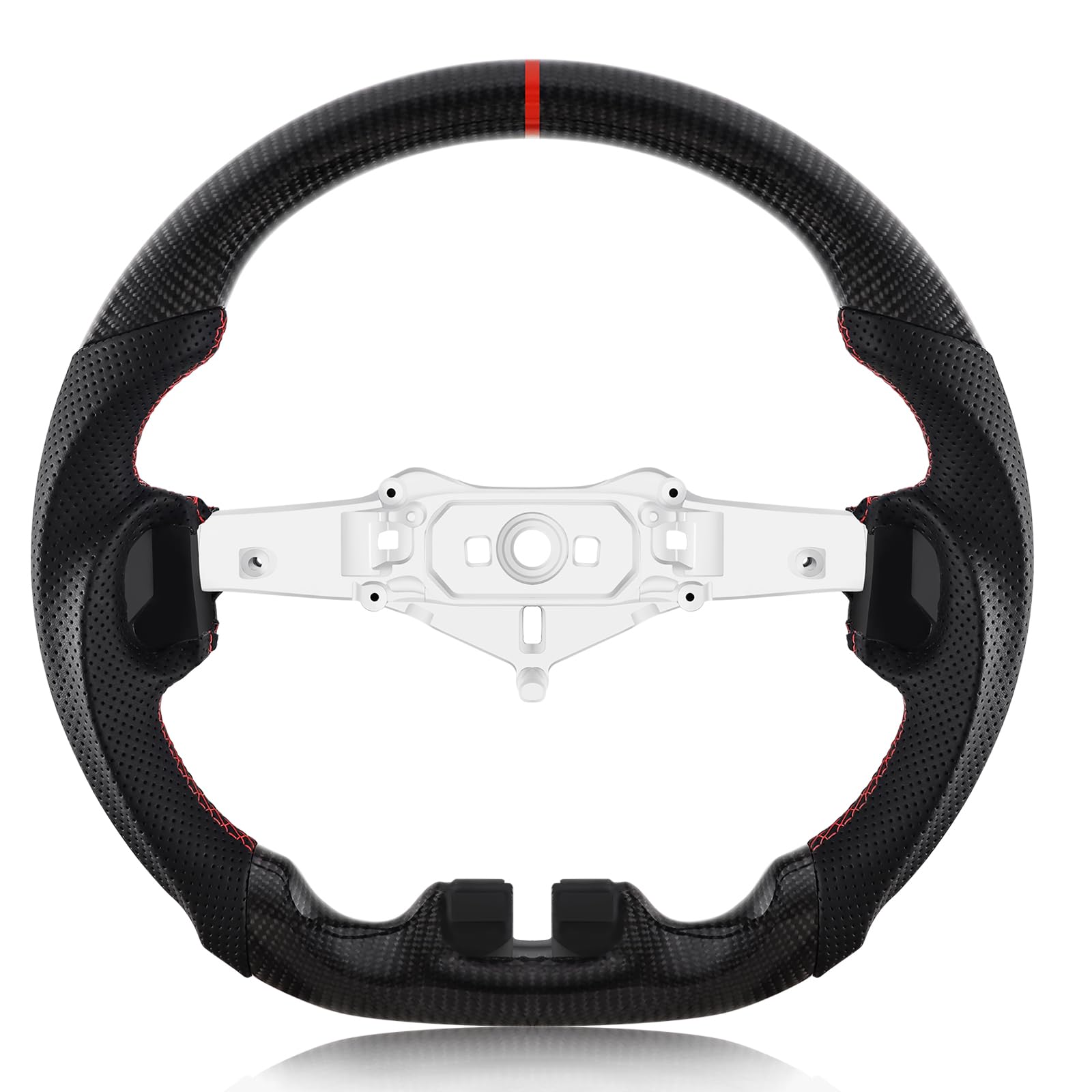 VOONKE Real Carbon Fiber Steering Wheel For Jeep Wrangler JK 2-Door/JKU 4-Door 2011-2017 D-shaped Nappa Perforated Leather Flat-bottom Steering Wheel