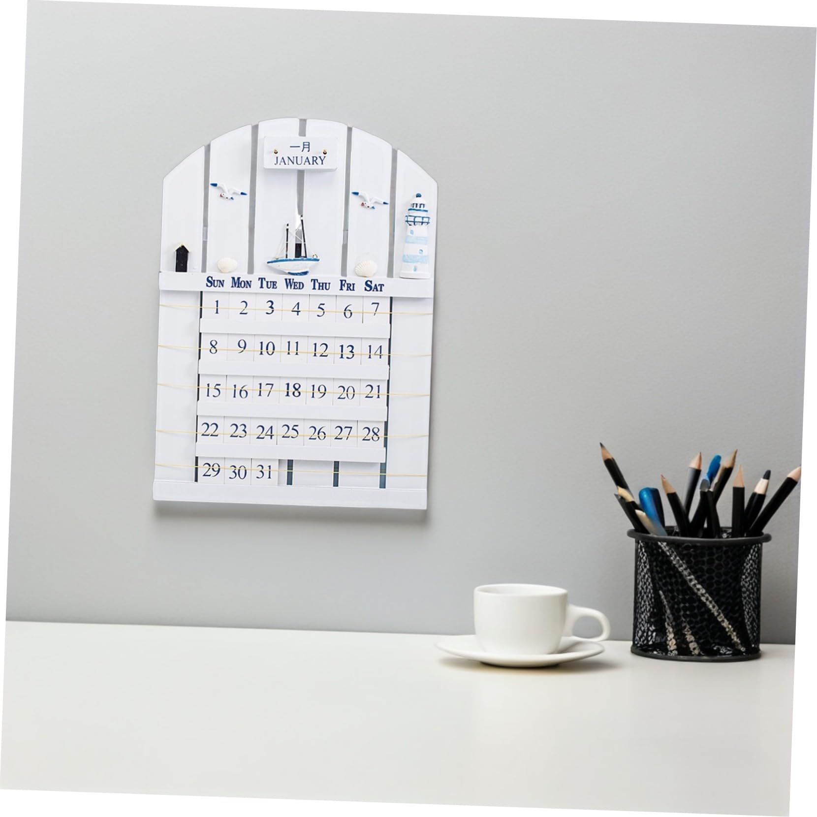 Kreativer Wandkalender Sommer Ewiger Kalender im Mediterranen Stil Mdf Material Stark und Verformbar Dekoration und Geschenk