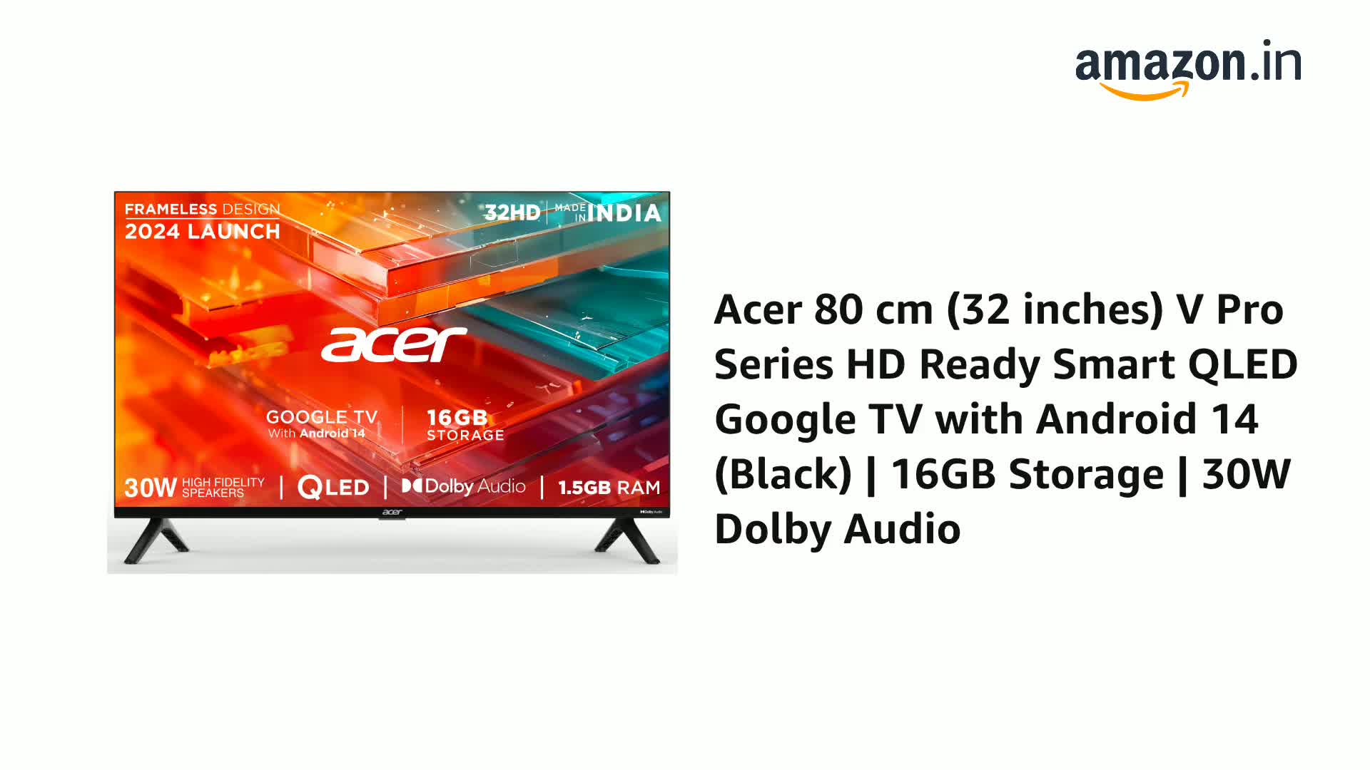 acer 80 cm (32 inches) V Pro Series HD Ready Smart QLED Google TV